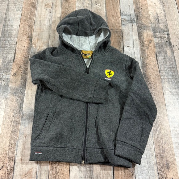 Pilota Other - Pilota Ferrari Zip Up Hoodie Kids Size 9 Charcoal Gray Fleece Racing Jacket